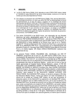 II. 
ANALISIS:  
 
a)  La S3 (F) PNP Karina CANAL VILA, laboraba en esta UTSEVI PNP Juliaca, desde 
el 13JUN2018 hasta 09JUL2