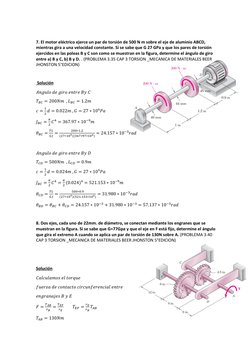 7. El motor eléctrico ejerce un par de torsión de 500 N m sobre el eje de aluminio ABCD, 
mientras gira a una velocidad con