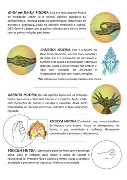 GYAN ou JNANA MUDRA: Este é o mais popular Mudra 
de meditação, Jnana (lê-se nhãna) significa sabedoria ou 
conhecimento.