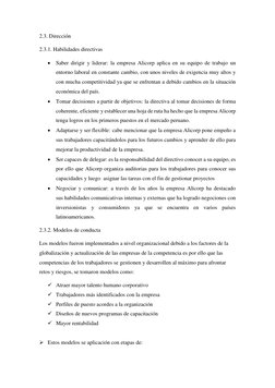 2.3. Dirección 
2.3.1. Habilidades directivas  
 Saber dirigir y liderar: la empresa Alicorp aplica en su equipo de trabajo