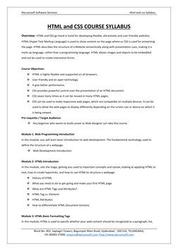 HTML & CSS Course Syllabus Overview | PDF | Html | Html Element