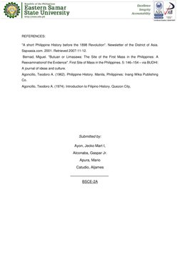 REFERENCES: 
"A short Philippine History before the 1898 Revolution". Newsletter of the District of Asia. 
Sspxasia.com.