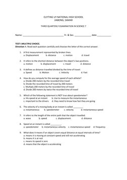 Grade 7 Science Exam Reviewer | PDF | Wavelength | Waves
