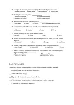 Grade 7 Science Exam Reviewer | PDF | Wavelength | Waves