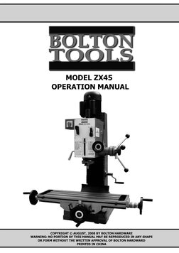 Manual ZX45 MILL | PDF | Bearing (Mechanical) | Screw
