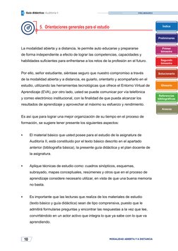 10
MODALIDAD ABIERTA Y A DISTANCIA
Guía didáctica: Auditoría II
PRELIMINARES
5.	 Orientaciones generales para el estudio
La m