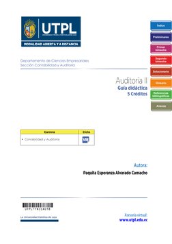 Departamento de Ciencias Empresariales
Sección Contabilidad y Auditoría
Asesoría virtual:
www.utpl.edu.ec
Autora:
Paquita Esp