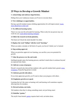 25 Tips for Developing a Growth Mindset | PDF | Mindset | Behavior ...