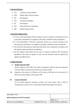WTG Foundation Construction Method Statement | PDF | Concrete ...