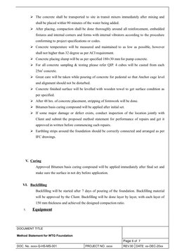 WTG Foundation Construction Method Statement | PDF | Concrete ...