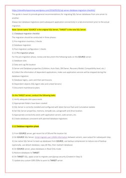 SQL Server Database Migration Checklist | PDF | Microsoft Sql Server ...