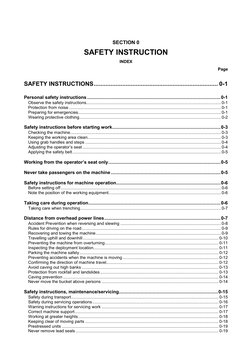 SECTION 0
SAFETY INSTRUCTION
INDEX
Page
SAFETY INSTRUCTIONS............................................................