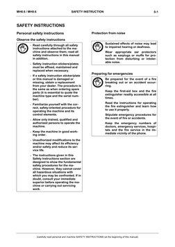MH6.6 / MH8.6
SAFETY INSTRUCTION
Carefully read personal and machine SAFETY INSTRUCTIONS (at the beginning of this manu