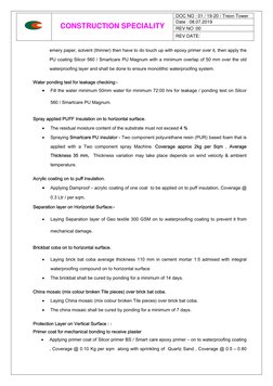 Terrace Waterproofing Method Statement | PDF | Polyurethane | Concrete