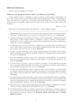 Misterios Dolorosos
Martes, viernes y domingos de Cuaresma
I Misterio: La Agonía de Nuestro Señor en el Huerto de los Olivos