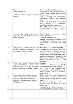 & Dies. 
Prepare studs and nut.  
Identification of various parts of Drilling 
machines. 
Related hazards, risk and precautio