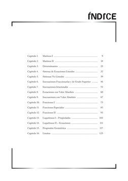 Capítulo 1.	
Matrices I  .............................................................................	
9
Capítulo 2.	
Matric