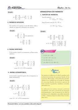 11
Álgebra - 5to Sec.
Formando líderes con una auténtica educación integral
Ejemplo:
  A =               →  At = 
2     3
5