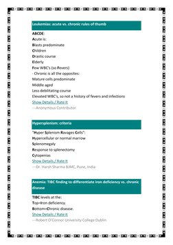 Hematology Mnemonics Overview | PDF | Anemia | Coagulation