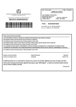 85463245676062 
Fecha: Jueves, 09 de Enero del 2020 
3417 DICLOFENACO CAPSULA O GRAGEA DE LIBERACION PROLONGADA CADA GRAGE