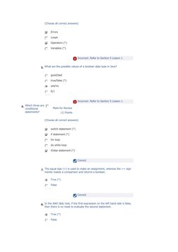 (Choose all correct answers) 
 
 
 
 
 
 
 
 
 
Errors 
 
 
 
 
 
Loops 
 
 
 
 
 
Operators (*) 
 
 
 
 
 
Variables (