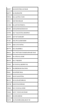 S2655
Dr.M SENTHIL KUMAR
K0873
Dr.J KOMATHI
V0816
Dr.LALITHA VANI
S2811
Dr.R SHANKAR
A1246
Dr.AJAY KUMAR A
R1450
Dr.RAJESH KE