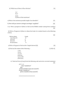 Class 11 Computer Science Sample Paper | PDF | Python (Programming ...