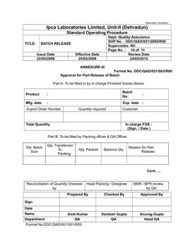Batch Release SOP for Pharmaceuticals | PDF | Quality Assurance ...