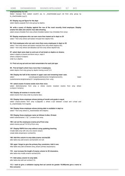 92. In which year did most people join the company. Display the year and number of
employees(hey try out)
Select max(aa) from