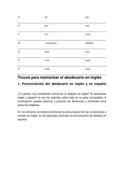 T 
/ti/ 
[ti] 
U 
/ju/ 
[iu] 
V 
/vi/ 
[uvi] 
W 
/ˈdʌb(ə)l ju/ 
[dabliu] 
X 
/eks/ 
[ex] 
Y 
/waɪ/ 
[uai] 
Z 
/zed/ 
[set] 
T
