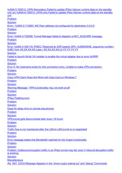 %ASA-5-720012: (VPN-Secondary) Failed to update IPSec failover runtime data on the standby
unit (or) %ASA-6-720012: (VPN-unit