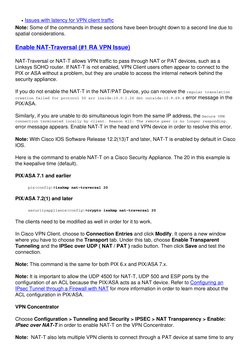 Issues with latency for VPN client traffic
G
Note: Some of the commands in these sections have been brought down to a second