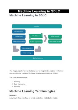 Machine Learning in SDLC 
Machine Learning in SDLC 
 
The image depicted above illustrates how to integrate the process of Ma