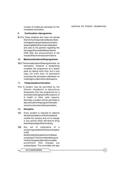 B.Sc FASHION DESIGN 
6 
 
 
 
 
number of credits per semester for the 
completed semesters. 
9. 
Continuation ofprogramme 
9