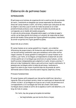 Elaboración de patrones base: 
 
INTRODUCCIÓN 
 
El patronaje es el sistema de organización de la construcción de una prenda