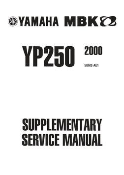YP250 Service Manual | PDF | Ignition System | Motor Oil