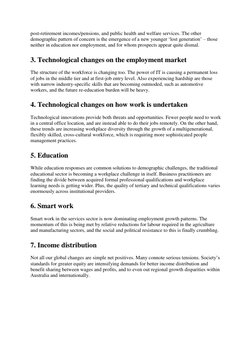 post-retirement incomes/pensions, and public health and welfare services. The other 
demographic pattern of concern is the em