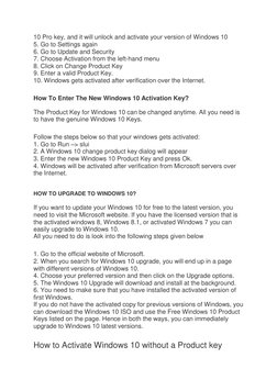 Free Windows 10 Product Keys List | PDF | Windows 10 | Windows Nt