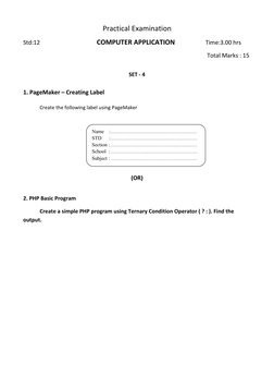12th Computer Application Practical Exam | PDF | Php | Computer Programming