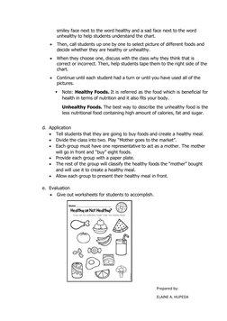 Healthy vs Unhealthy Foods Lesson Plan | PDF | Lesson Plan | Healthy Diet