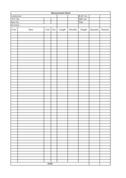 Construction Measurement Sheet Format | PDF | Law