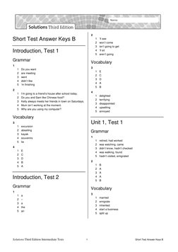 Intermediate Test Answer Keys B | PDF