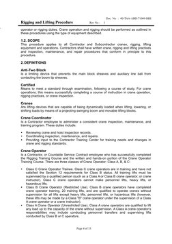 Doc No : 00-TAA-ABD-71009-HHI
Rigging and Lifting Procedure Rev No : 1
operator or rigging duties. Cran