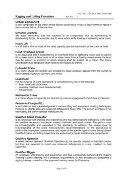 Doc No : 00-TAA-ABD-71009-HHI
Rigging and Lifting Procedure Rev No : 1
Critical Component
Is any compon
