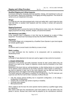 Doc No : 00-TAA-ABD-71009-HHI
Rigging and Lifting Procedure Rev No : 1
Qualified Rigging and Lifting In