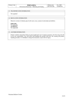 Msds Radiator Coolant Pertamina Radiator Coolant MSDS | PDF | Coolant | Water