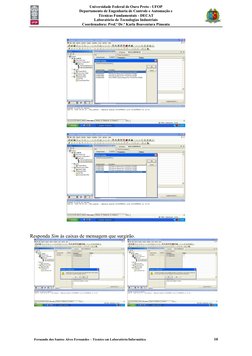 Universidade Federal de Ouro Preto - UFOP 
Departamento de Engenharia de Controle e Automação e  
Técnicas Fundamentais - D