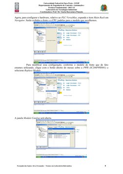 Universidade Federal de Ouro Preto - UFOP 
Departamento de Engenharia de Controle e Automação e  
Técnicas Fundamentais - D