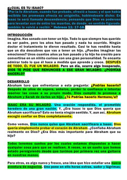 g¿CUAL ES TU ISAAC? 
“Por la fe Abraham, cuando fue probado, ofreció a Isaac; y el que había 
recibido las promesas ofrecía s