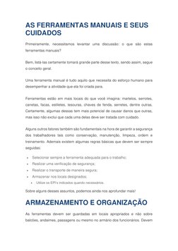 Segurança no Uso de Ferramentas Manuais | PDF | Martelo | Faca